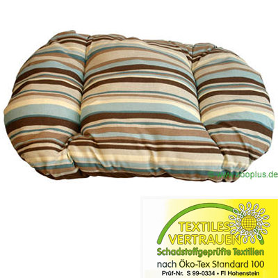 hondenkussen bruin gestreept     l 100 x b 85 x h 12 cm (past bij maat 6)