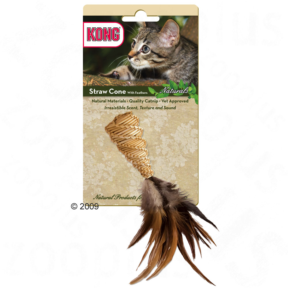 kong straw cone met veren     ca. 17,8 x 4,3 cm