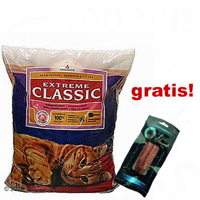 15 kg extreme classic kattengrit kitty snack gratis! 15 kg
