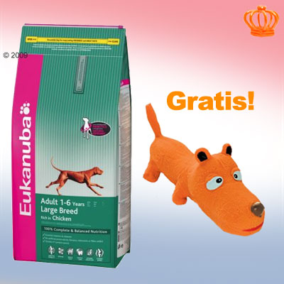 12/12,5/15 kg eukanuba   piepend hondenspeeltje  gratis!     breed rottweiler (12 kg)   speeltje