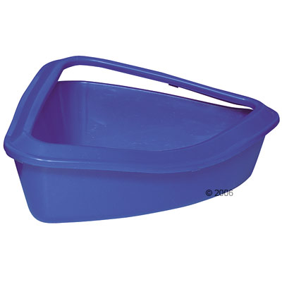 trixie cleany cat corner hoek kattenbak met rand     blauw metallic