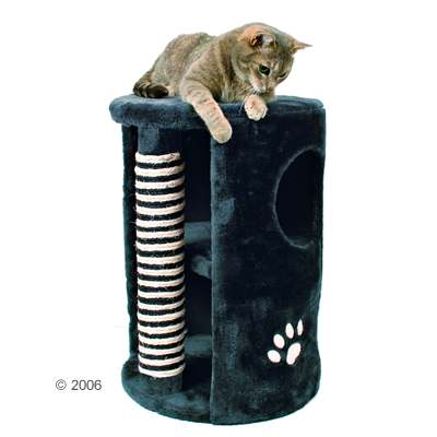 trixie cat tower met sisalpaal     zwart met gestreepte paal