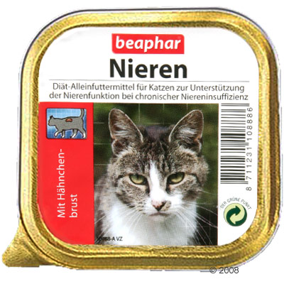 beaphar nieren dieet met kip 6 x 100 g   kippenborst