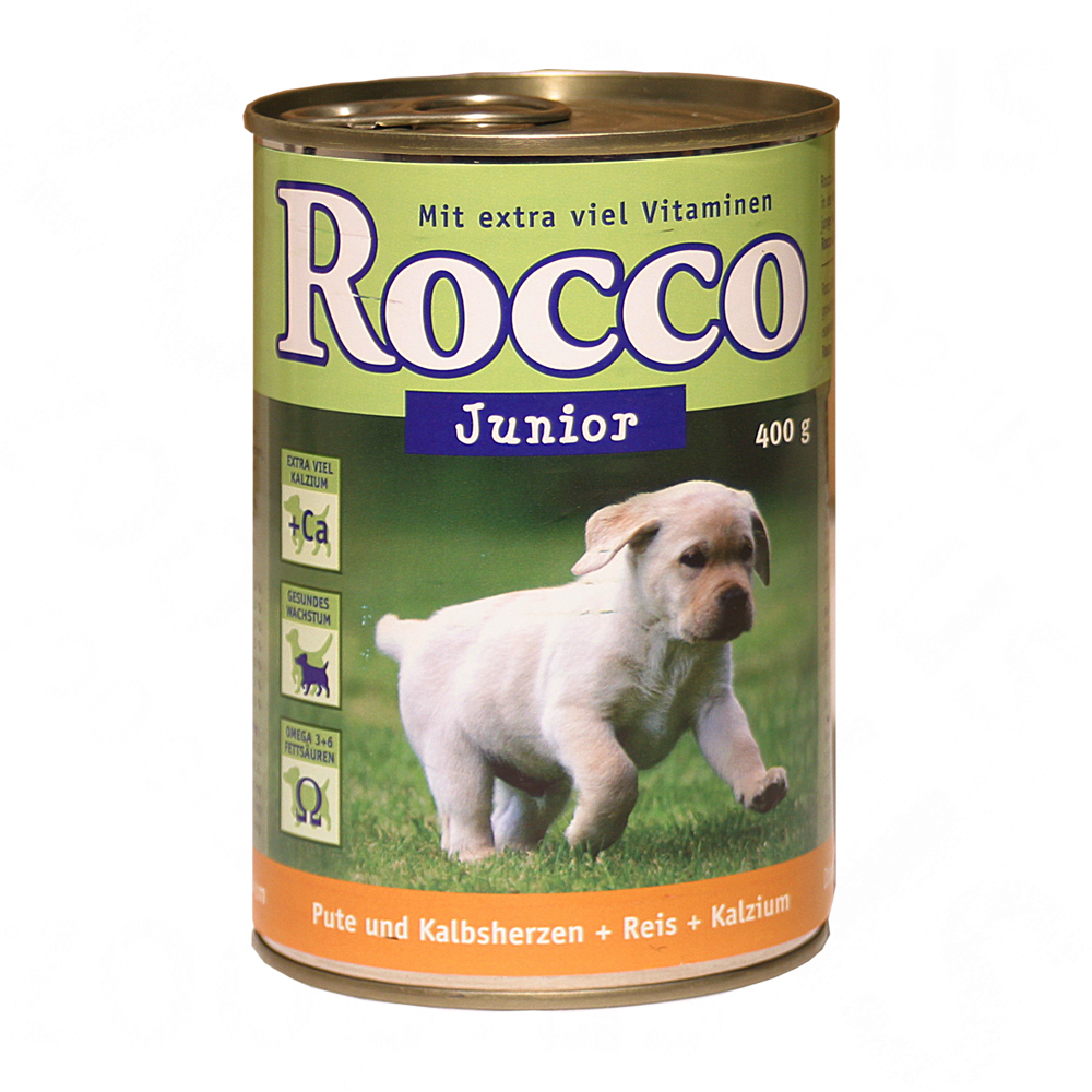 rocco junior 6 x 400 g     kalkoen  en kalfshart   calcium