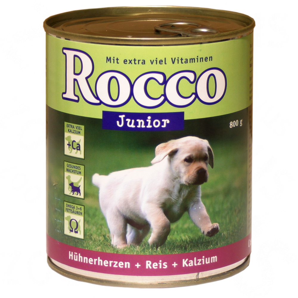 rocco junior 6 x 800 g     kalkoen  en kalfshart   calcium