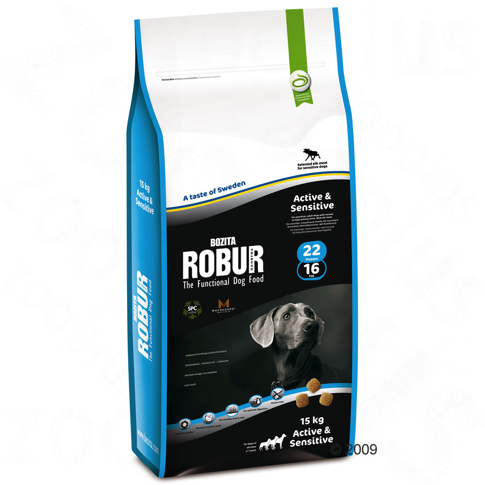 bozita robur active & sensitive 22/16      15 kg