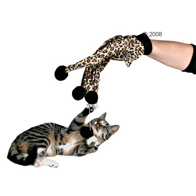 trixie luipaard handschoen met 4 pompoen ballen     handschoen