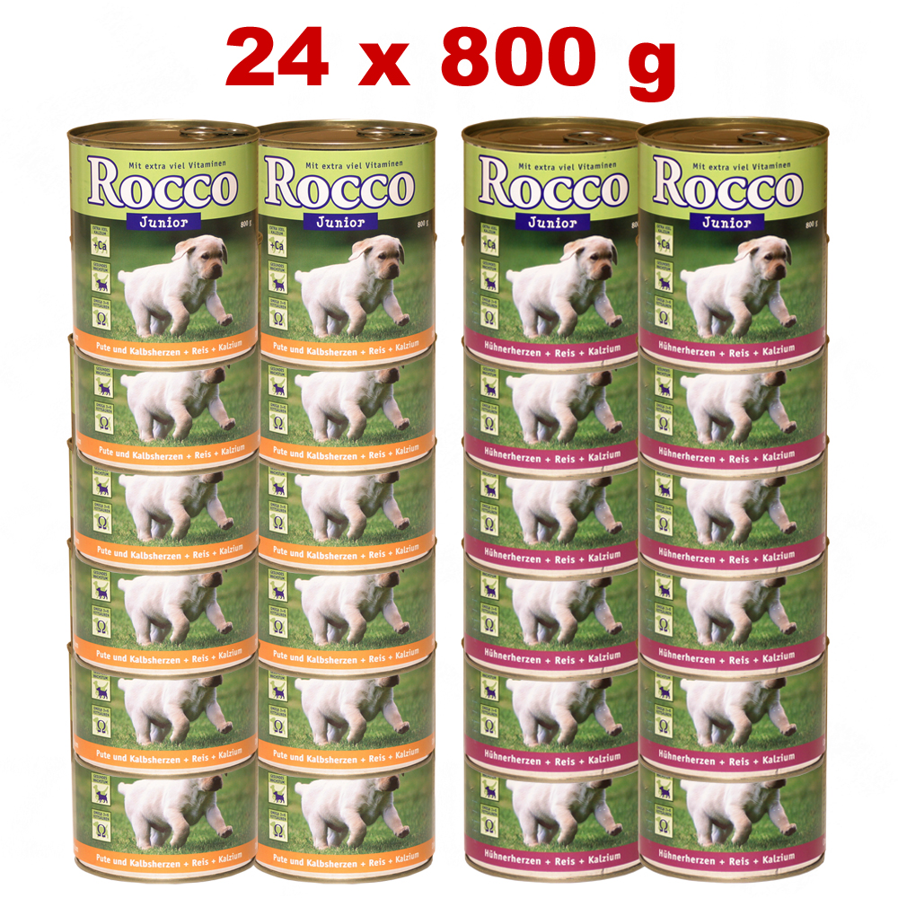 voordeelpakket  rocco junior 24 x 800 g     24 x 800 g gemengd pakket