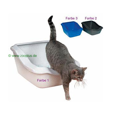 trixie cleany cat kattenbak met rand     blauw metallic
