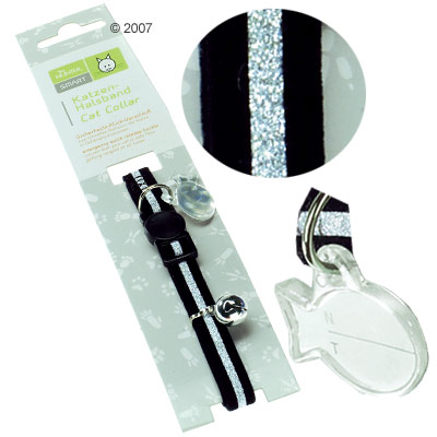 hunter kattenhalsband silver velvet     zwart