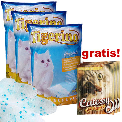 3 x 5l tigerino crystals   15 catessy sticks gratis!     3 x 5 l   15 catessy sticks gratis!