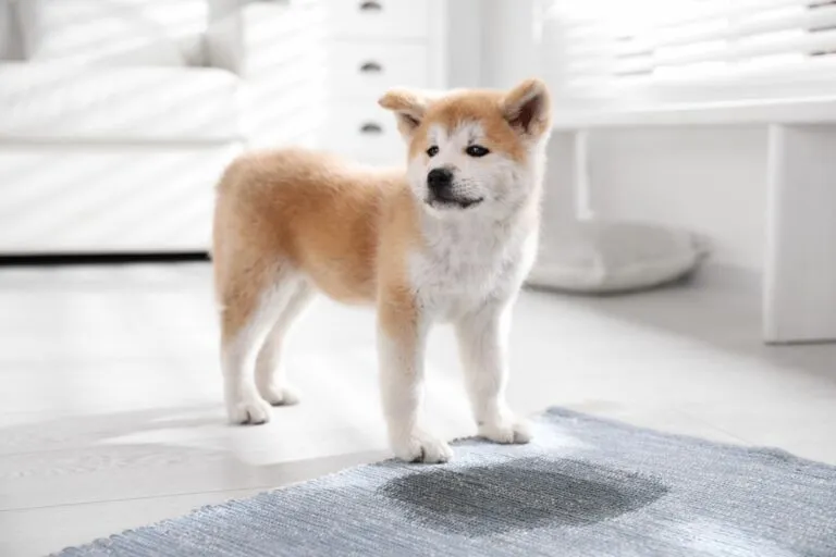 Akita Inu puppy vlek tapijt